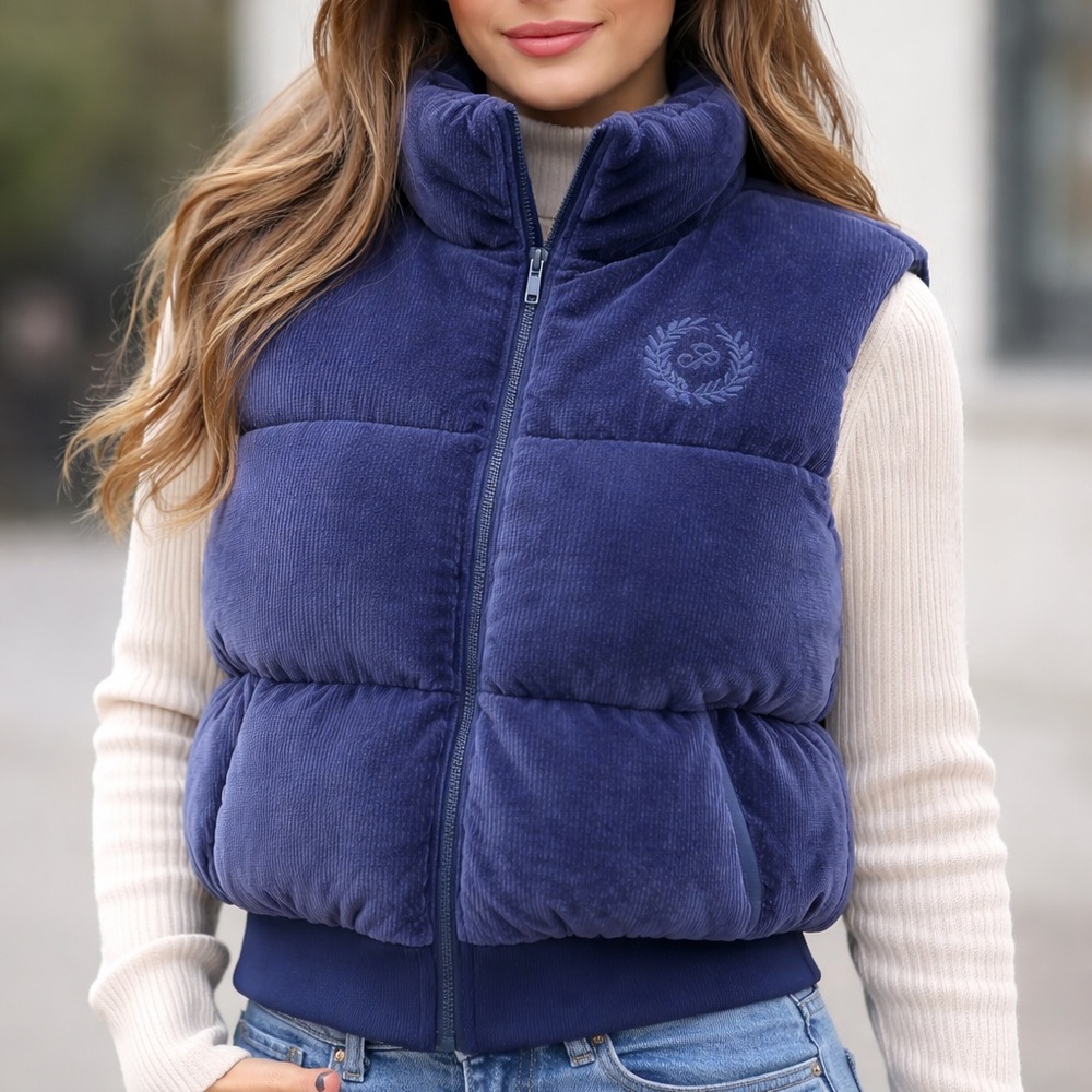 NWT PINK Victoria's Secret Kids Blue Corduroy Vest